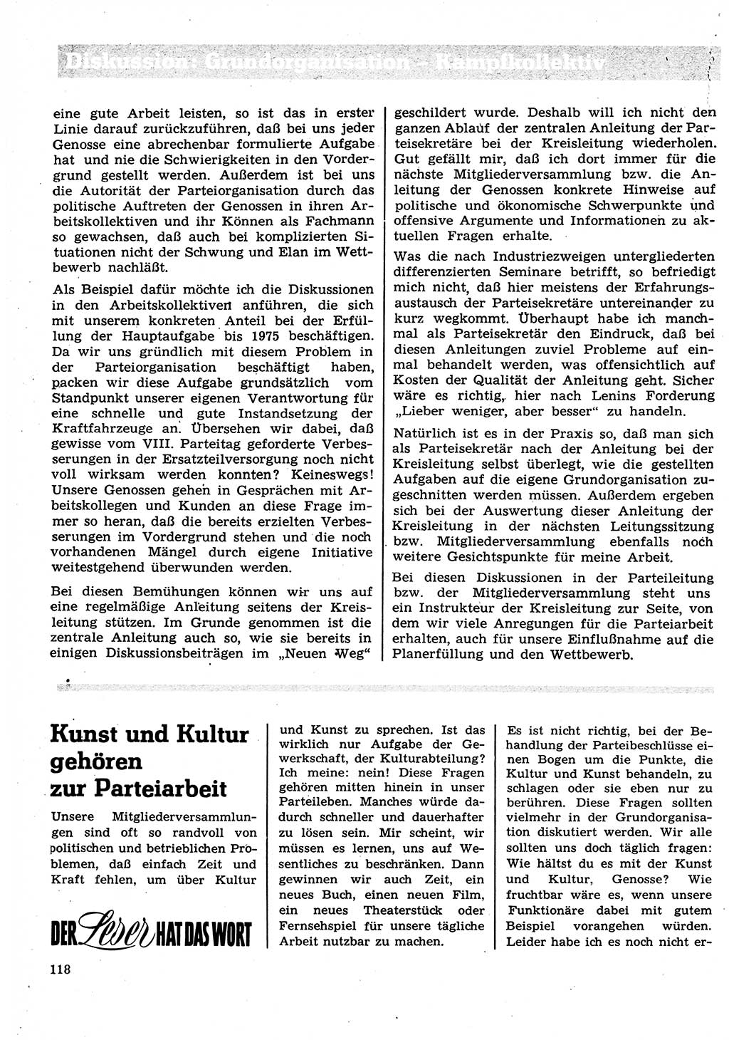 Neuer Weg (NW), Organ des Zentralkomitees (ZK) der SED (Sozialistische Einheitspartei Deutschlands) für Fragen des Parteilebens, 27. Jahrgang [Deutsche Demokratische Republik (DDR)] 1972, Seite 118 (NW ZK SED DDR 1972, S. 118)