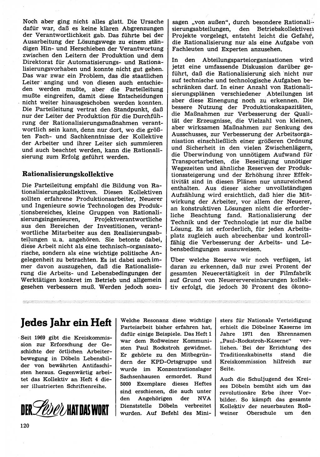 Neuer Weg (NW), Organ des Zentralkomitees (ZK) der SED (Sozialistische Einheitspartei Deutschlands) für Fragen des Parteilebens, 27. Jahrgang [Deutsche Demokratische Republik (DDR)] 1972, Seite 120 (NW ZK SED DDR 1972, S. 120)