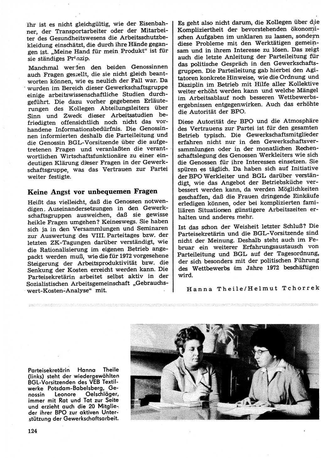 Neuer Weg (NW), Organ des Zentralkomitees (ZK) der SED (Sozialistische Einheitspartei Deutschlands) für Fragen des Parteilebens, 27. Jahrgang [Deutsche Demokratische Republik (DDR)] 1972, Seite 124 (NW ZK SED DDR 1972, S. 124)