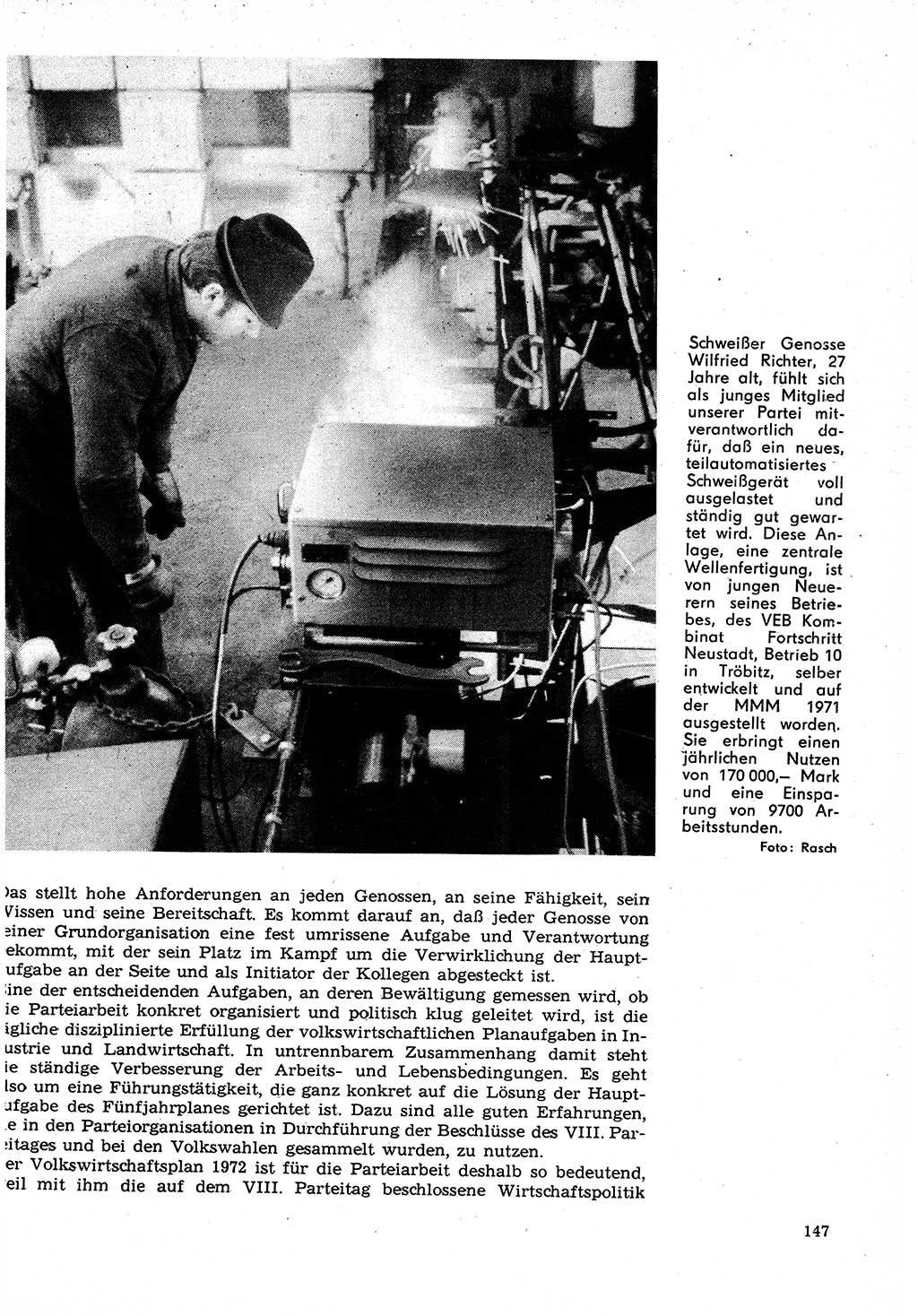 Neuer Weg (NW), Organ des Zentralkomitees (ZK) der SED (Sozialistische Einheitspartei Deutschlands) für Fragen des Parteilebens, 27. Jahrgang [Deutsche Demokratische Republik (DDR)] 1972, Seite 147 (NW ZK SED DDR 1972, S. 147)