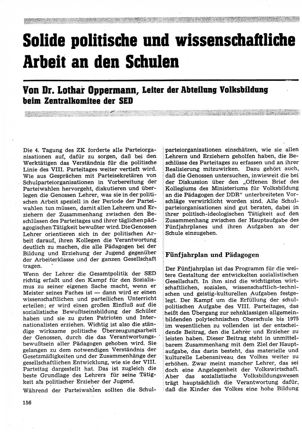 Neuer Weg (NW), Organ des Zentralkomitees (ZK) der SED (Sozialistische Einheitspartei Deutschlands) für Fragen des Parteilebens, 27. Jahrgang [Deutsche Demokratische Republik (DDR)] 1972, Seite 156 (NW ZK SED DDR 1972, S. 156)