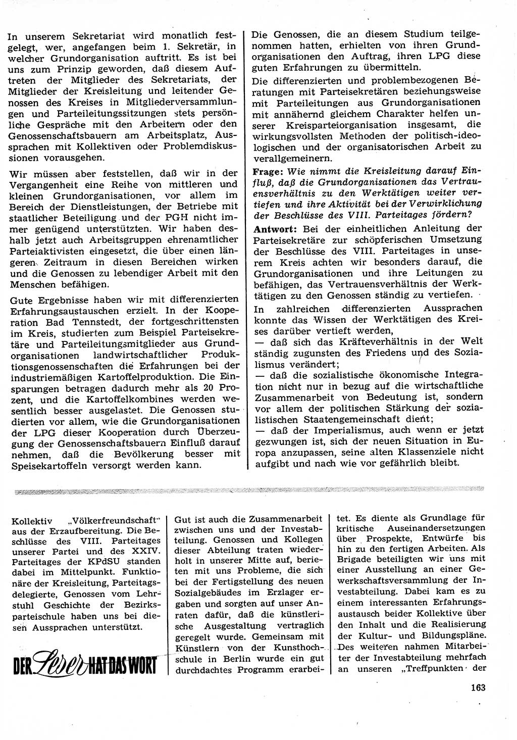 Neuer Weg (NW), Organ des Zentralkomitees (ZK) der SED (Sozialistische Einheitspartei Deutschlands) für Fragen des Parteilebens, 27. Jahrgang [Deutsche Demokratische Republik (DDR)] 1972, Seite 163 (NW ZK SED DDR 1972, S. 163)