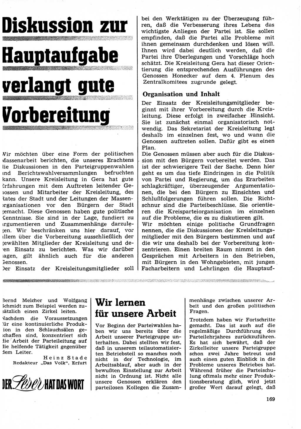 Neuer Weg (NW), Organ des Zentralkomitees (ZK) der SED (Sozialistische Einheitspartei Deutschlands) für Fragen des Parteilebens, 27. Jahrgang [Deutsche Demokratische Republik (DDR)] 1972, Seite 169 (NW ZK SED DDR 1972, S. 169)