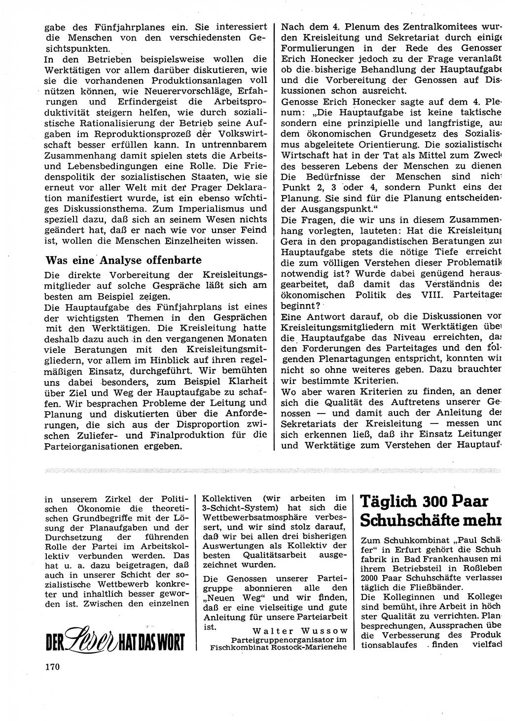 Neuer Weg (NW), Organ des Zentralkomitees (ZK) der SED (Sozialistische Einheitspartei Deutschlands) für Fragen des Parteilebens, 27. Jahrgang [Deutsche Demokratische Republik (DDR)] 1972, Seite 170 (NW ZK SED DDR 1972, S. 170)
