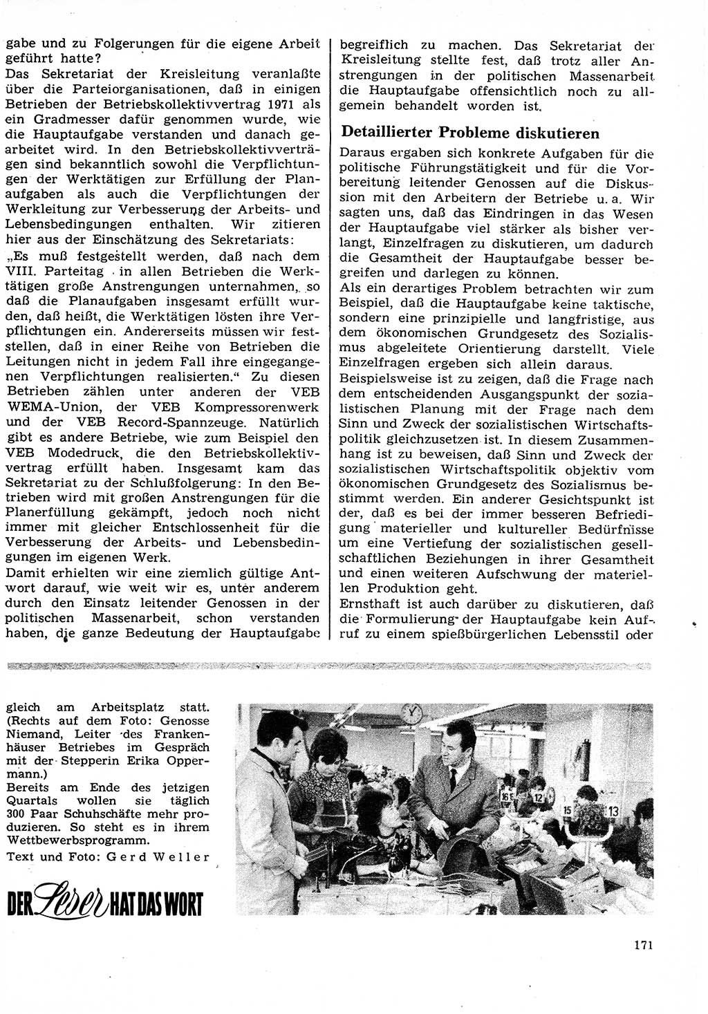 Neuer Weg (NW), Organ des Zentralkomitees (ZK) der SED (Sozialistische Einheitspartei Deutschlands) für Fragen des Parteilebens, 27. Jahrgang [Deutsche Demokratische Republik (DDR)] 1972, Seite 171 (NW ZK SED DDR 1972, S. 171)