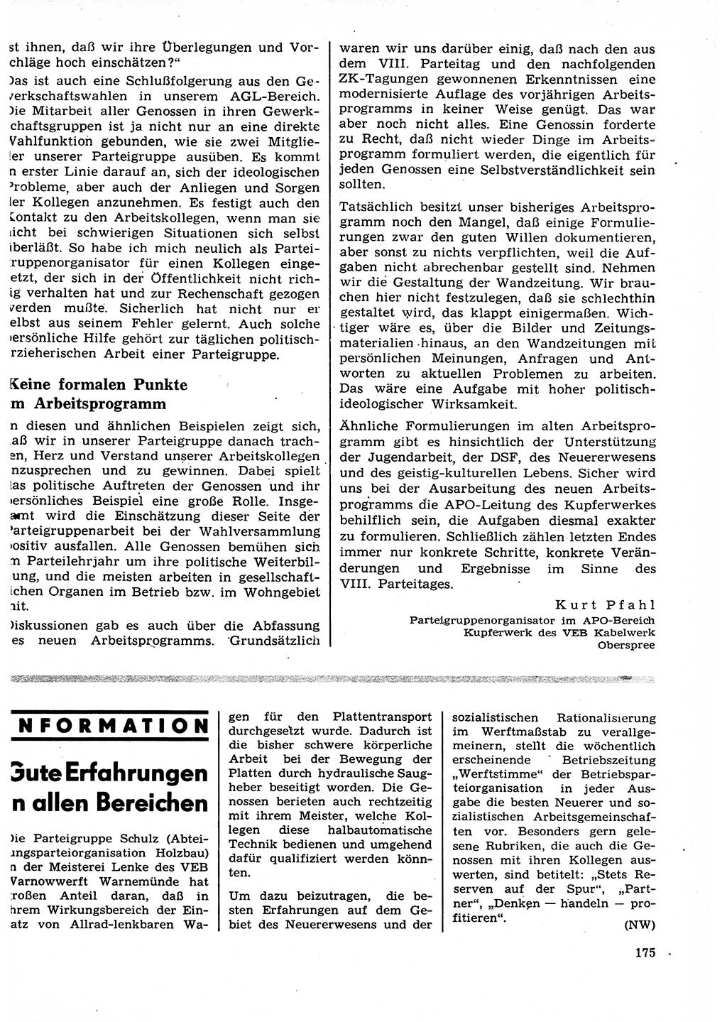 Neuer Weg (NW), Organ des Zentralkomitees (ZK) der SED (Sozialistische Einheitspartei Deutschlands) für Fragen des Parteilebens, 27. Jahrgang [Deutsche Demokratische Republik (DDR)] 1972, Seite 175 (NW ZK SED DDR 1972, S. 175)