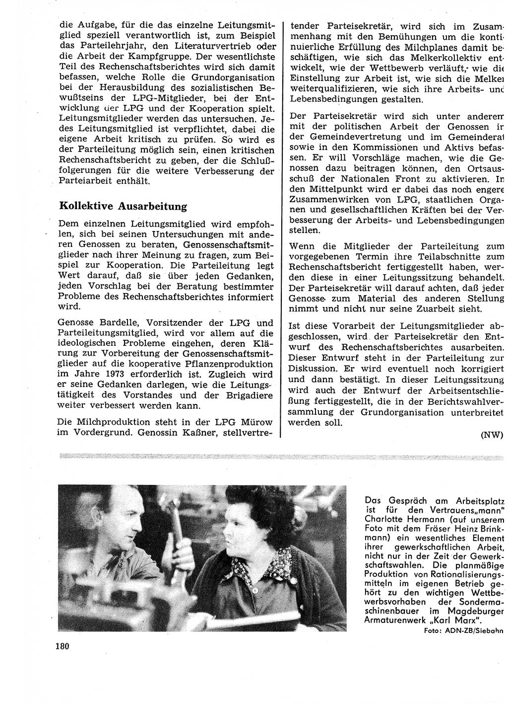 Neuer Weg (NW), Organ des Zentralkomitees (ZK) der SED (Sozialistische Einheitspartei Deutschlands) für Fragen des Parteilebens, 27. Jahrgang [Deutsche Demokratische Republik (DDR)] 1972, Seite 180 (NW ZK SED DDR 1972, S. 180)