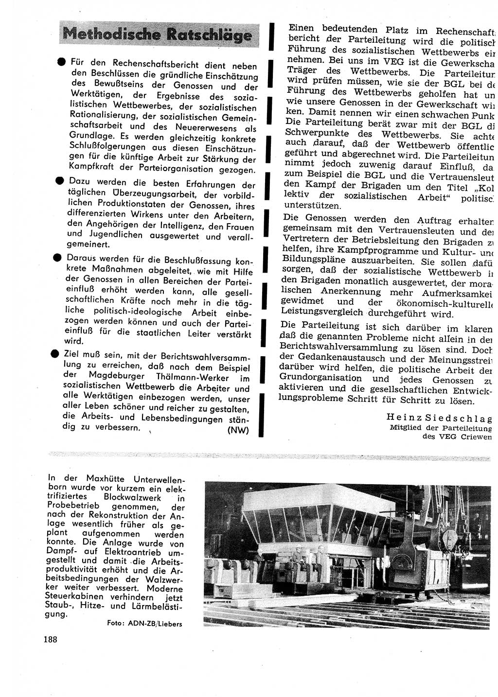 Neuer Weg (NW), Organ des Zentralkomitees (ZK) der SED (Sozialistische Einheitspartei Deutschlands) für Fragen des Parteilebens, 27. Jahrgang [Deutsche Demokratische Republik (DDR)] 1972, Seite 188 (NW ZK SED DDR 1972, S. 188)