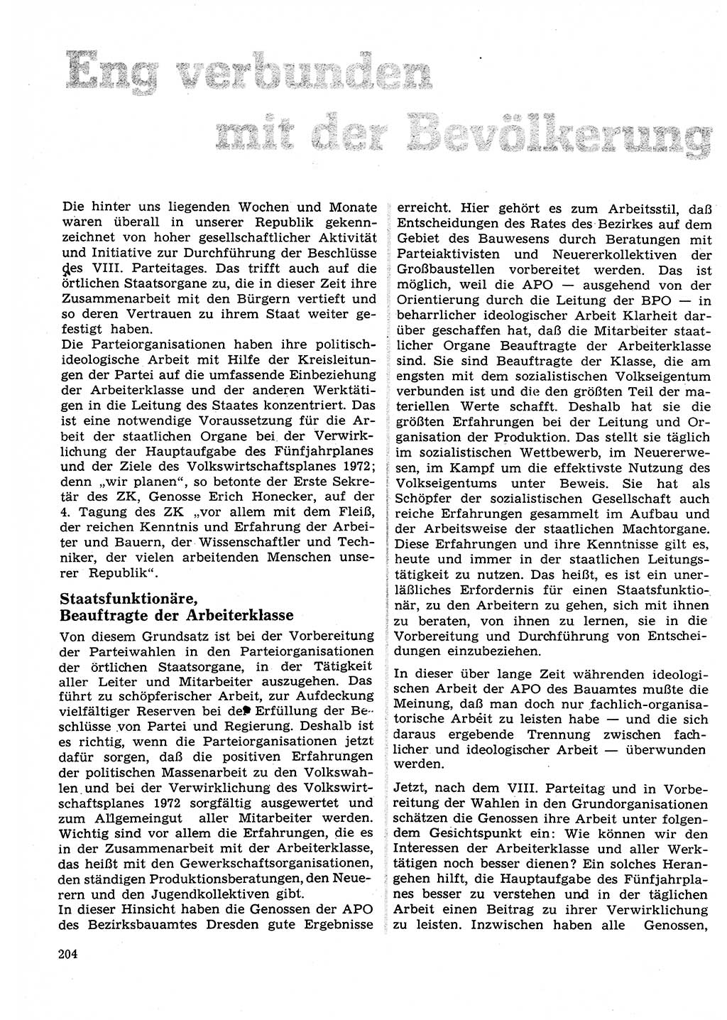 Neuer Weg (NW), Organ des Zentralkomitees (ZK) der SED (Sozialistische Einheitspartei Deutschlands) für Fragen des Parteilebens, 27. Jahrgang [Deutsche Demokratische Republik (DDR)] 1972, Seite 204 (NW ZK SED DDR 1972, S. 204)