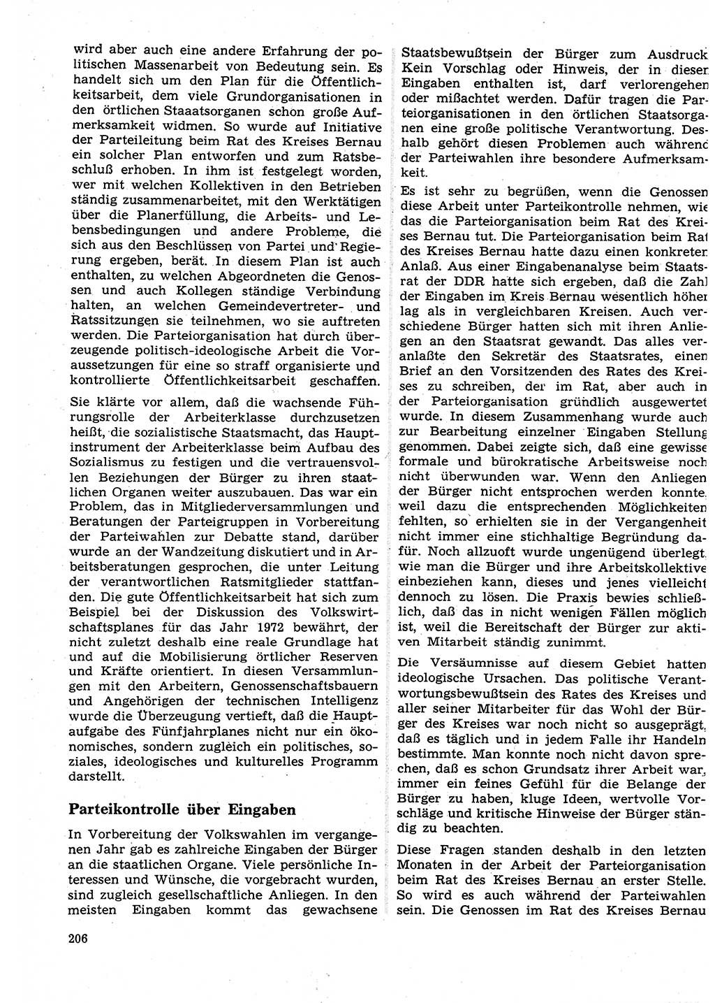 Neuer Weg (NW), Organ des Zentralkomitees (ZK) der SED (Sozialistische Einheitspartei Deutschlands) für Fragen des Parteilebens, 27. Jahrgang [Deutsche Demokratische Republik (DDR)] 1972, Seite 206 (NW ZK SED DDR 1972, S. 206)