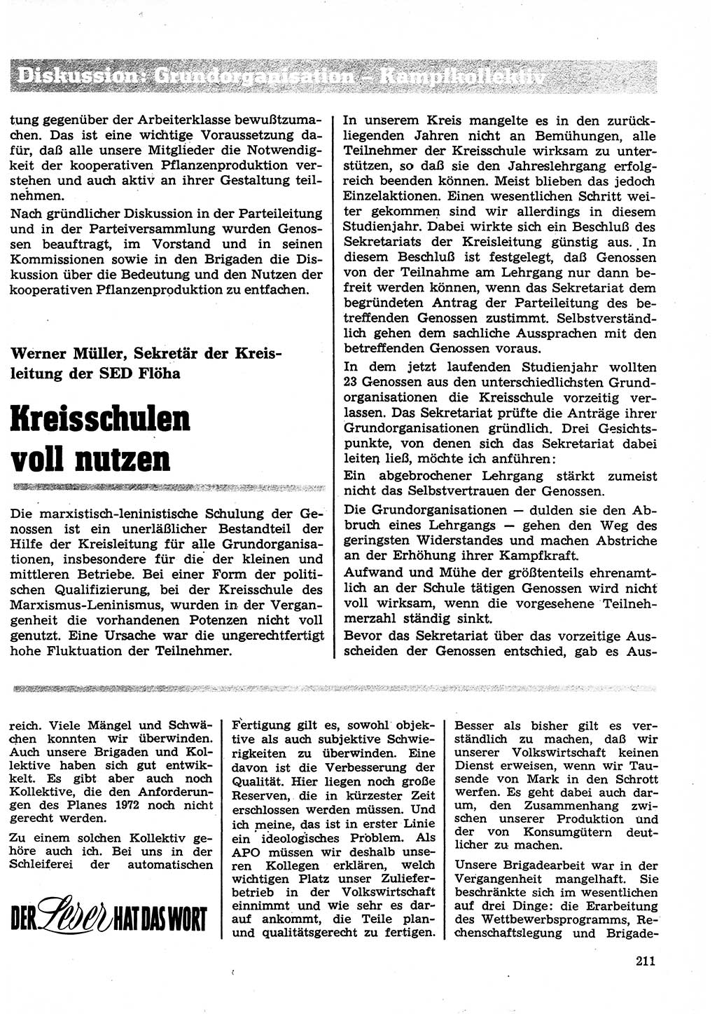 Neuer Weg (NW), Organ des Zentralkomitees (ZK) der SED (Sozialistische Einheitspartei Deutschlands) für Fragen des Parteilebens, 27. Jahrgang [Deutsche Demokratische Republik (DDR)] 1972, Seite 211 (NW ZK SED DDR 1972, S. 211)