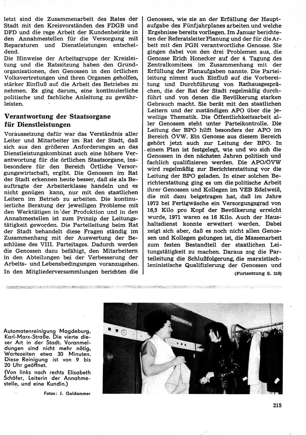 Neuer Weg (NW), Organ des Zentralkomitees (ZK) der SED (Sozialistische Einheitspartei Deutschlands) für Fragen des Parteilebens, 27. Jahrgang [Deutsche Demokratische Republik (DDR)] 1972, Seite 215 (NW ZK SED DDR 1972, S. 215)