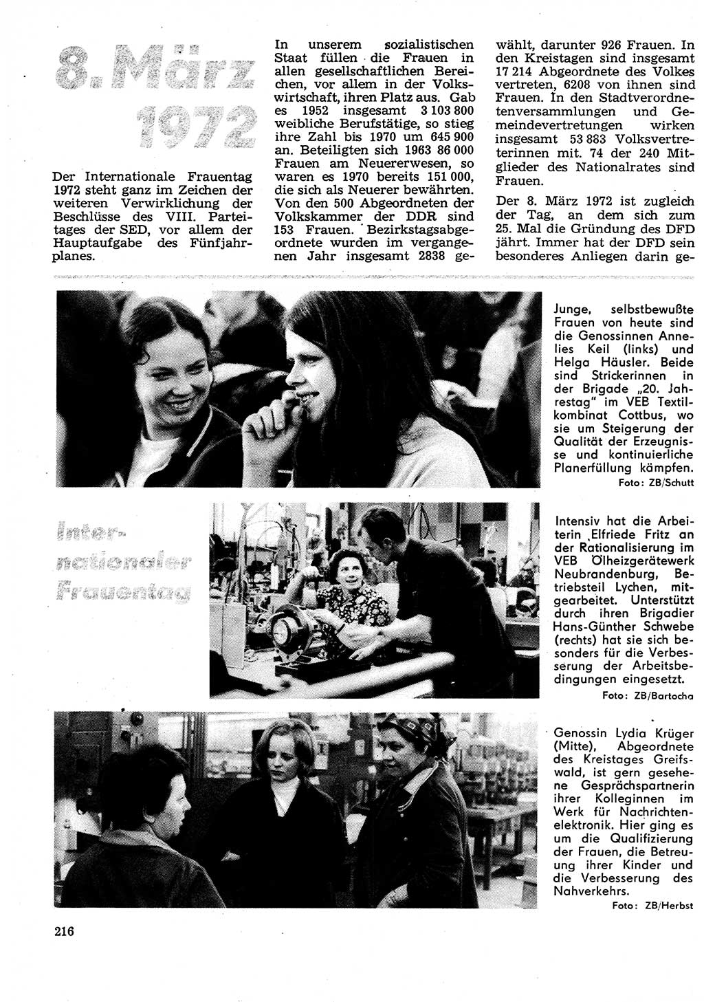 Neuer Weg (NW), Organ des Zentralkomitees (ZK) der SED (Sozialistische Einheitspartei Deutschlands) für Fragen des Parteilebens, 27. Jahrgang [Deutsche Demokratische Republik (DDR)] 1972, Seite 216 (NW ZK SED DDR 1972, S. 216)