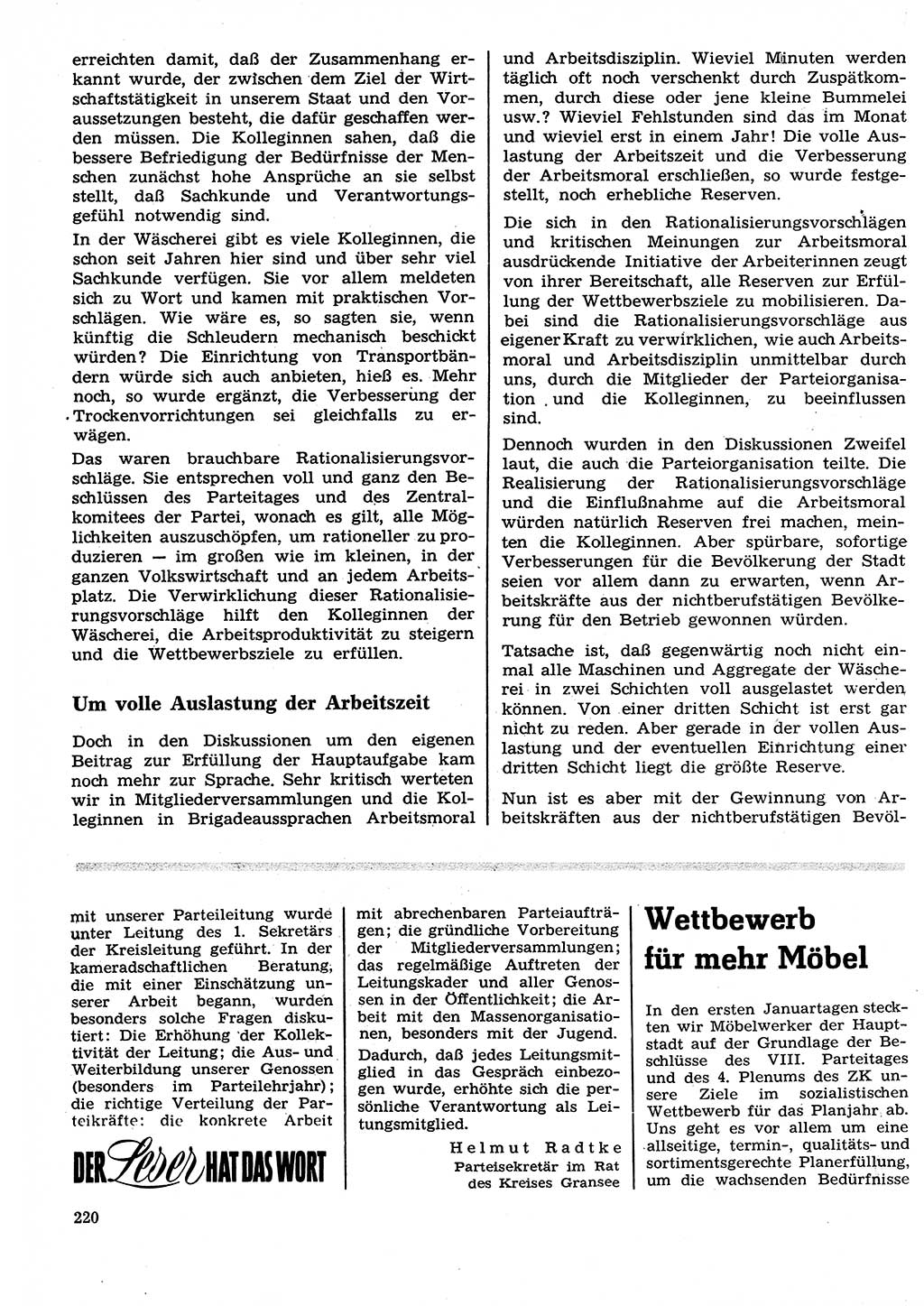Neuer Weg (NW), Organ des Zentralkomitees (ZK) der SED (Sozialistische Einheitspartei Deutschlands) für Fragen des Parteilebens, 27. Jahrgang [Deutsche Demokratische Republik (DDR)] 1972, Seite 220 (NW ZK SED DDR 1972, S. 220)