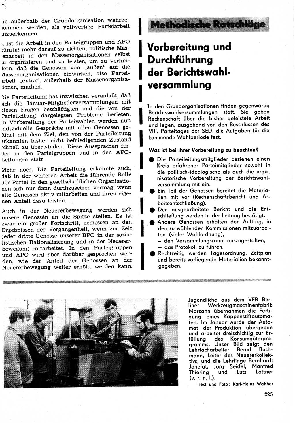 Neuer Weg (NW), Organ des Zentralkomitees (ZK) der SED (Sozialistische Einheitspartei Deutschlands) für Fragen des Parteilebens, 27. Jahrgang [Deutsche Demokratische Republik (DDR)] 1972, Seite 225 (NW ZK SED DDR 1972, S. 225)