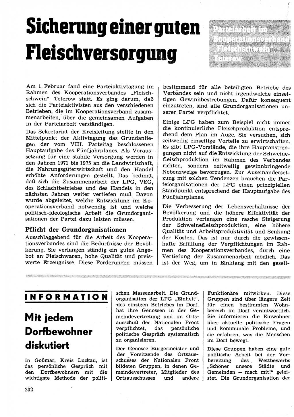 Neuer Weg (NW), Organ des Zentralkomitees (ZK) der SED (Sozialistische Einheitspartei Deutschlands) für Fragen des Parteilebens, 27. Jahrgang [Deutsche Demokratische Republik (DDR)] 1972, Seite 232 (NW ZK SED DDR 1972, S. 232)