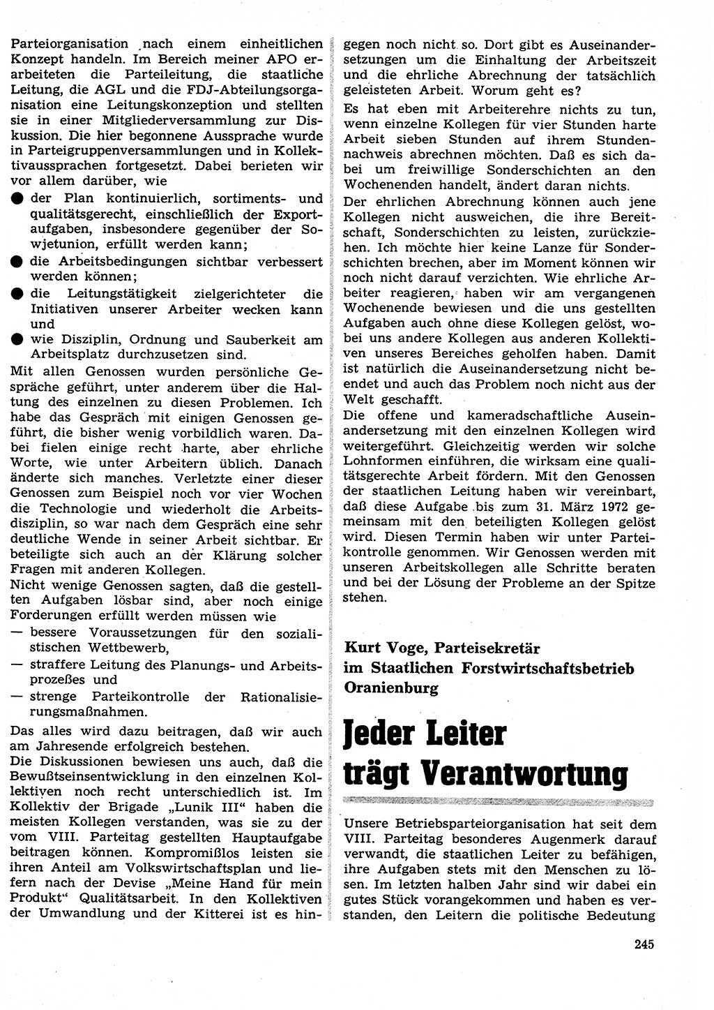 Neuer Weg (NW), Organ des Zentralkomitees (ZK) der SED (Sozialistische Einheitspartei Deutschlands) für Fragen des Parteilebens, 27. Jahrgang [Deutsche Demokratische Republik (DDR)] 1972, Seite 245 (NW ZK SED DDR 1972, S. 245)