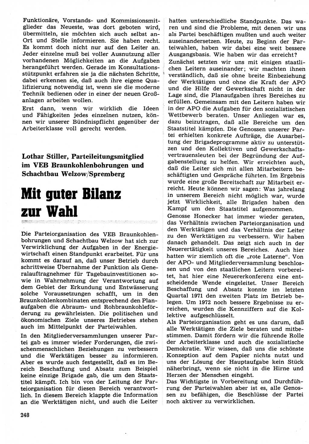 Neuer Weg (NW), Organ des Zentralkomitees (ZK) der SED (Sozialistische Einheitspartei Deutschlands) für Fragen des Parteilebens, 27. Jahrgang [Deutsche Demokratische Republik (DDR)] 1972, Seite 248 (NW ZK SED DDR 1972, S. 248)