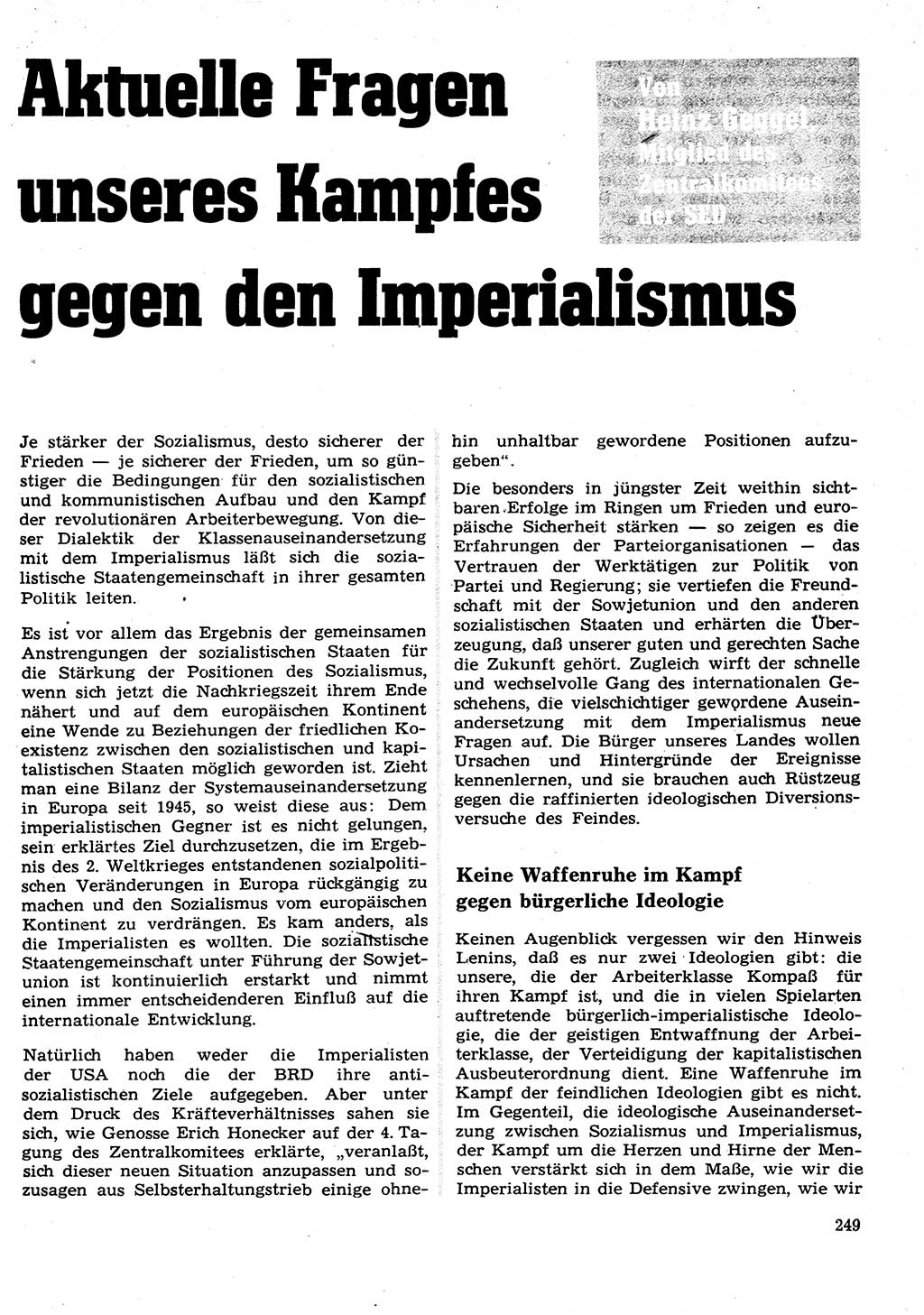 Neuer Weg (NW), Organ des Zentralkomitees (ZK) der SED (Sozialistische Einheitspartei Deutschlands) für Fragen des Parteilebens, 27. Jahrgang [Deutsche Demokratische Republik (DDR)] 1972, Seite 249 (NW ZK SED DDR 1972, S. 249)