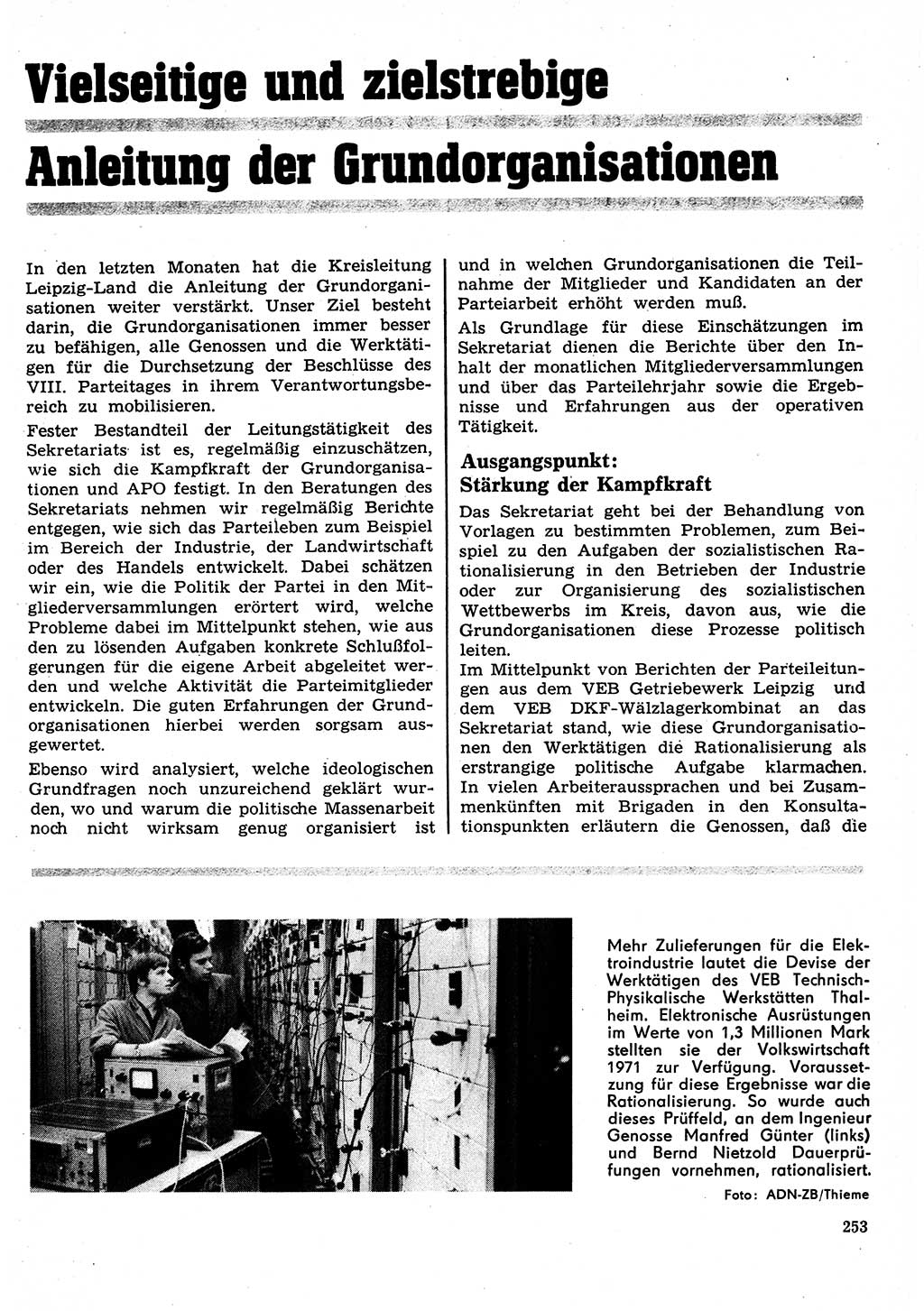 Neuer Weg (NW), Organ des Zentralkomitees (ZK) der SED (Sozialistische Einheitspartei Deutschlands) für Fragen des Parteilebens, 27. Jahrgang [Deutsche Demokratische Republik (DDR)] 1972, Seite 253 (NW ZK SED DDR 1972, S. 253)