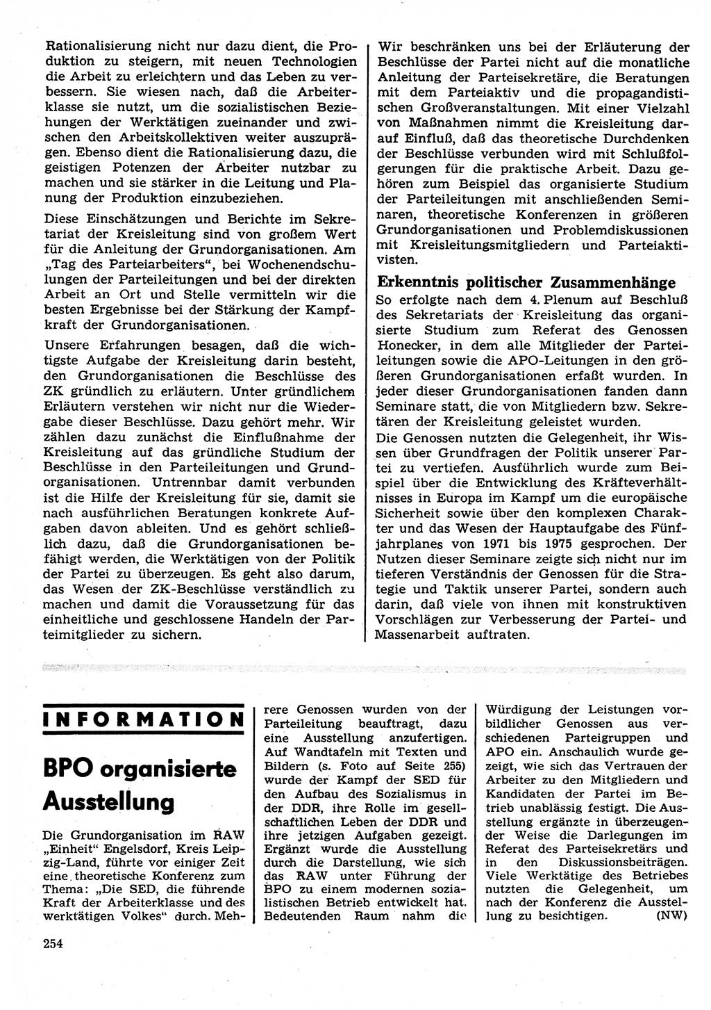 Neuer Weg (NW), Organ des Zentralkomitees (ZK) der SED (Sozialistische Einheitspartei Deutschlands) für Fragen des Parteilebens, 27. Jahrgang [Deutsche Demokratische Republik (DDR)] 1972, Seite 254 (NW ZK SED DDR 1972, S. 254)