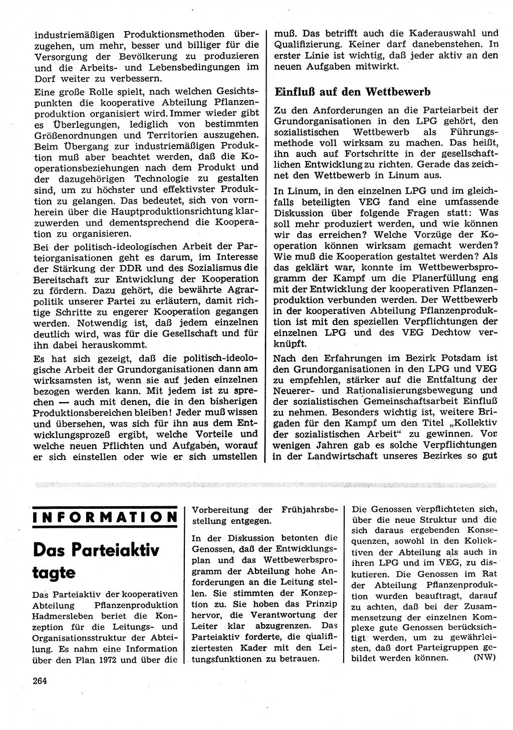 Neuer Weg (NW), Organ des Zentralkomitees (ZK) der SED (Sozialistische Einheitspartei Deutschlands) für Fragen des Parteilebens, 27. Jahrgang [Deutsche Demokratische Republik (DDR)] 1972, Seite 264 (NW ZK SED DDR 1972, S. 264)