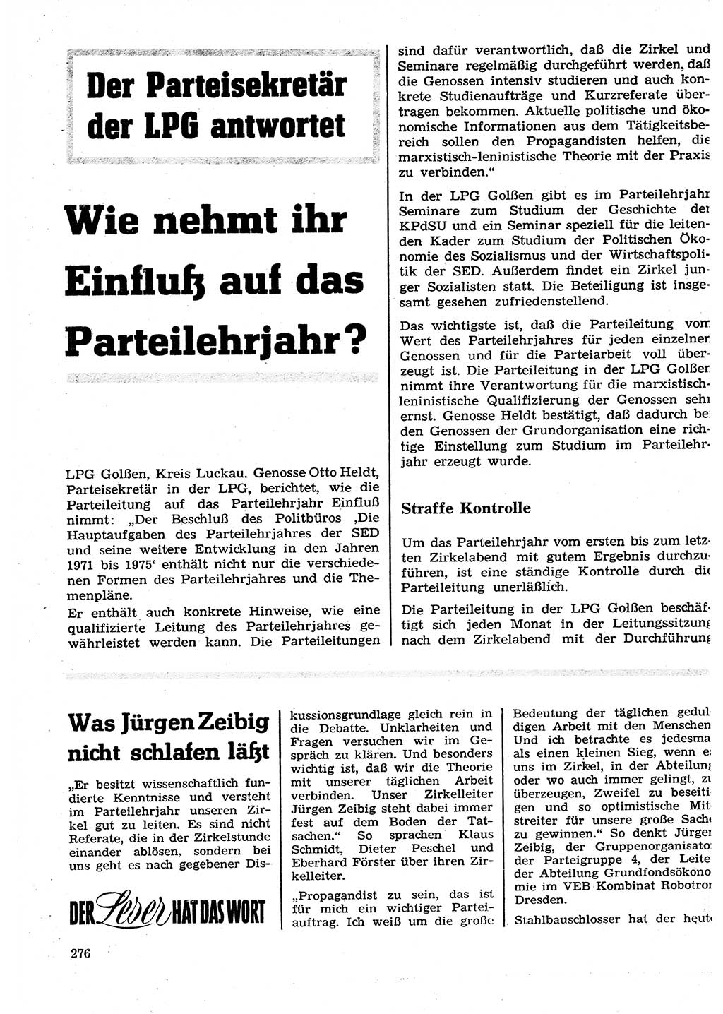 Neuer Weg (NW), Organ des Zentralkomitees (ZK) der SED (Sozialistische Einheitspartei Deutschlands) für Fragen des Parteilebens, 27. Jahrgang [Deutsche Demokratische Republik (DDR)] 1972, Seite 276 (NW ZK SED DDR 1972, S. 276)