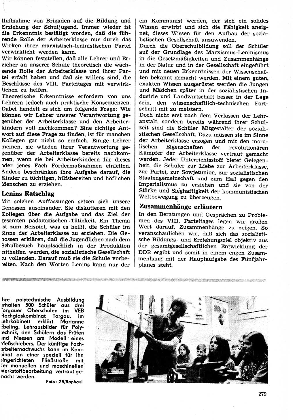 Neuer Weg (NW), Organ des Zentralkomitees (ZK) der SED (Sozialistische Einheitspartei Deutschlands) für Fragen des Parteilebens, 27. Jahrgang [Deutsche Demokratische Republik (DDR)] 1972, Seite 279 (NW ZK SED DDR 1972, S. 279)