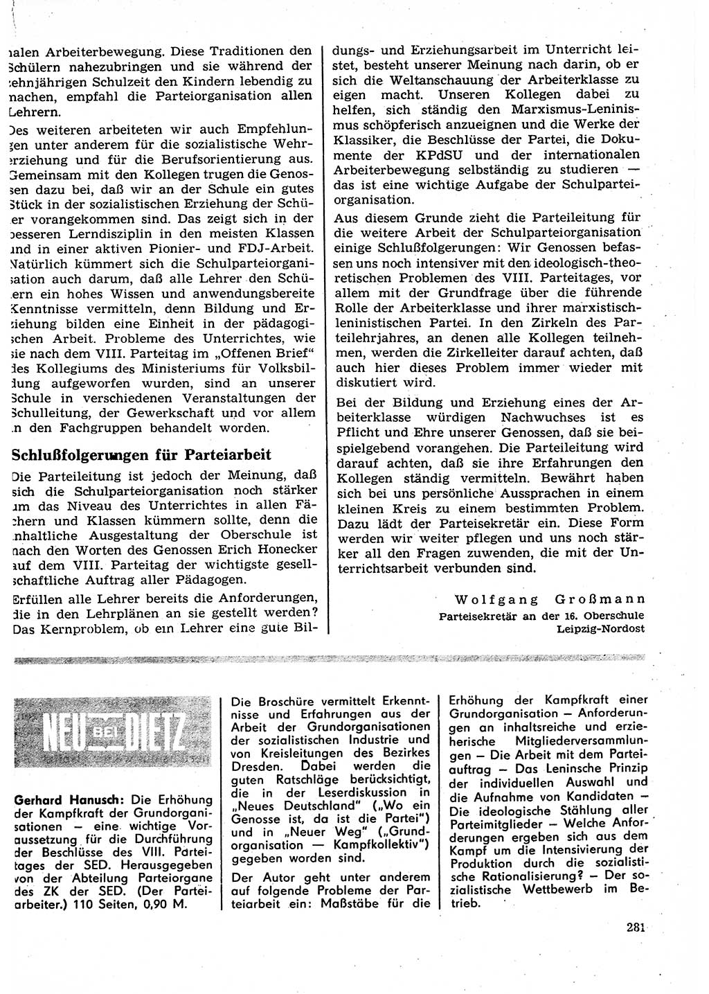 Neuer Weg (NW), Organ des Zentralkomitees (ZK) der SED (Sozialistische Einheitspartei Deutschlands) für Fragen des Parteilebens, 27. Jahrgang [Deutsche Demokratische Republik (DDR)] 1972, Seite 281 (NW ZK SED DDR 1972, S. 281)