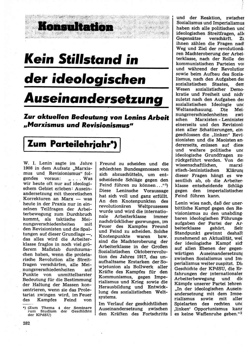 Neuer Weg (NW), Organ des Zentralkomitees (ZK) der SED (Sozialistische Einheitspartei Deutschlands) für Fragen des Parteilebens, 27. Jahrgang [Deutsche Demokratische Republik (DDR)] 1972, Seite 282 (NW ZK SED DDR 1972, S. 282)