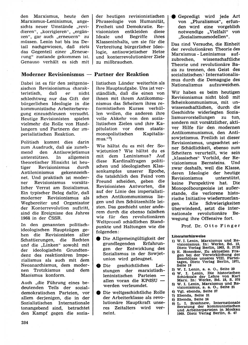 Neuer Weg (NW), Organ des Zentralkomitees (ZK) der SED (Sozialistische Einheitspartei Deutschlands) für Fragen des Parteilebens, 27. Jahrgang [Deutsche Demokratische Republik (DDR)] 1972, Seite 284 (NW ZK SED DDR 1972, S. 284)