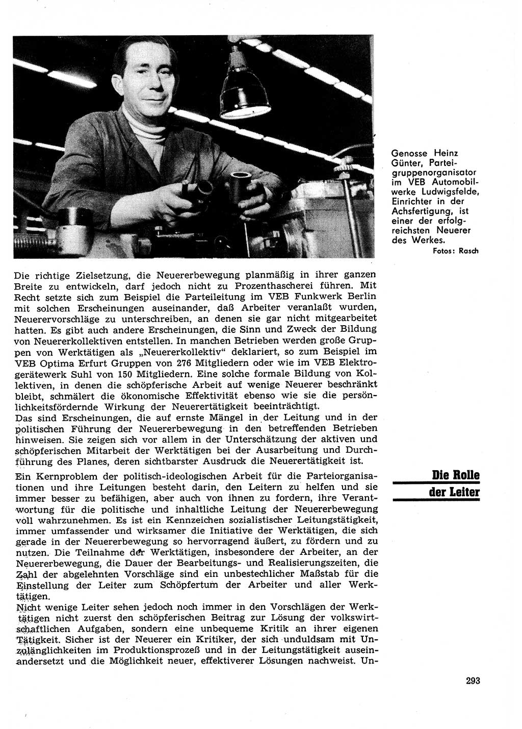 Neuer Weg (NW), Organ des Zentralkomitees (ZK) der SED (Sozialistische Einheitspartei Deutschlands) für Fragen des Parteilebens, 27. Jahrgang [Deutsche Demokratische Republik (DDR)] 1972, Seite 293 (NW ZK SED DDR 1972, S. 293)