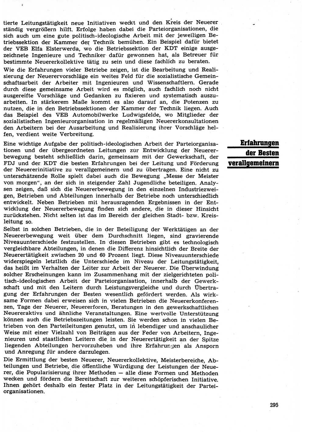 Neuer Weg (NW), Organ des Zentralkomitees (ZK) der SED (Sozialistische Einheitspartei Deutschlands) für Fragen des Parteilebens, 27. Jahrgang [Deutsche Demokratische Republik (DDR)] 1972, Seite 295 (NW ZK SED DDR 1972, S. 295)