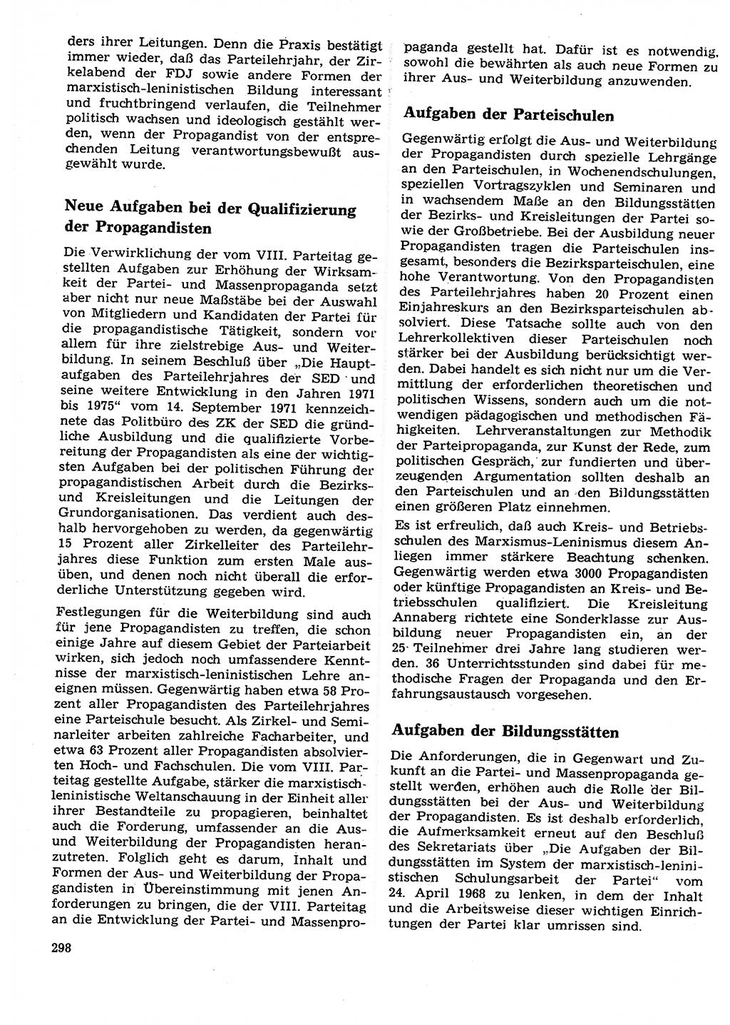 Neuer Weg (NW), Organ des Zentralkomitees (ZK) der SED (Sozialistische Einheitspartei Deutschlands) für Fragen des Parteilebens, 27. Jahrgang [Deutsche Demokratische Republik (DDR)] 1972, Seite 298 (NW ZK SED DDR 1972, S. 298)