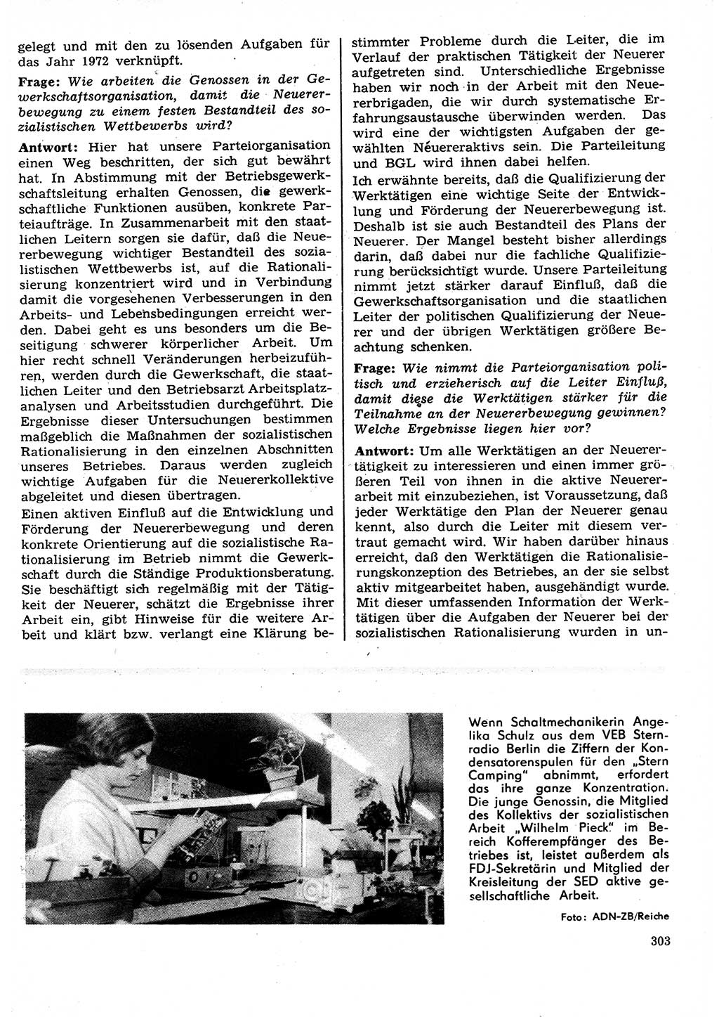 Neuer Weg (NW), Organ des Zentralkomitees (ZK) der SED (Sozialistische Einheitspartei Deutschlands) für Fragen des Parteilebens, 27. Jahrgang [Deutsche Demokratische Republik (DDR)] 1972, Seite 303 (NW ZK SED DDR 1972, S. 303)