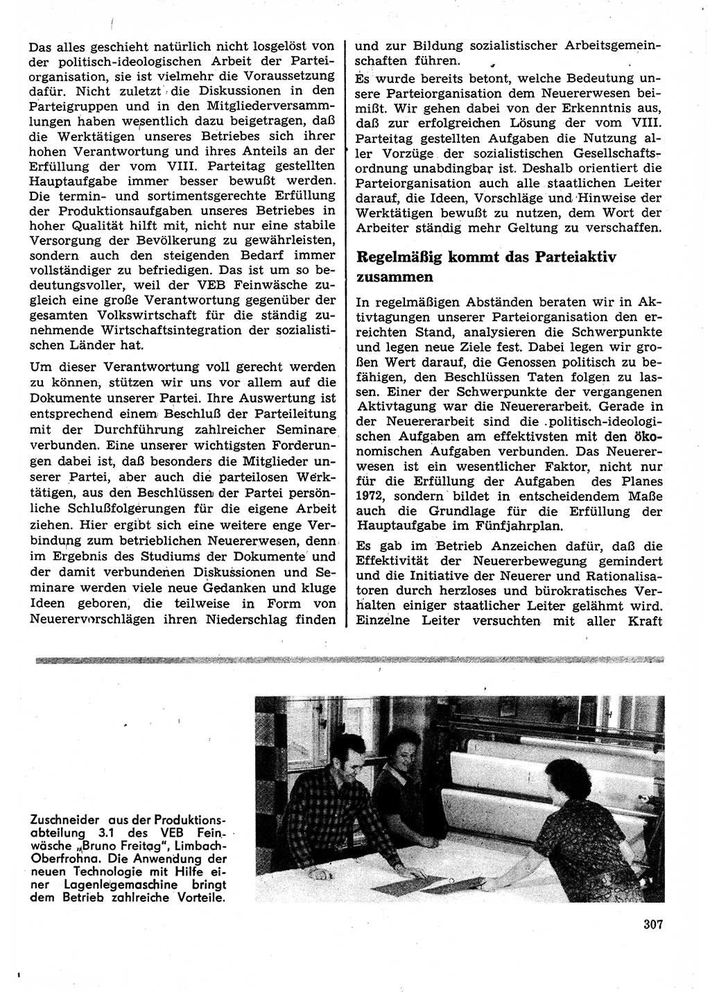 Neuer Weg (NW), Organ des Zentralkomitees (ZK) der SED (Sozialistische Einheitspartei Deutschlands) für Fragen des Parteilebens, 27. Jahrgang [Deutsche Demokratische Republik (DDR)] 1972, Seite 307 (NW ZK SED DDR 1972, S. 307)