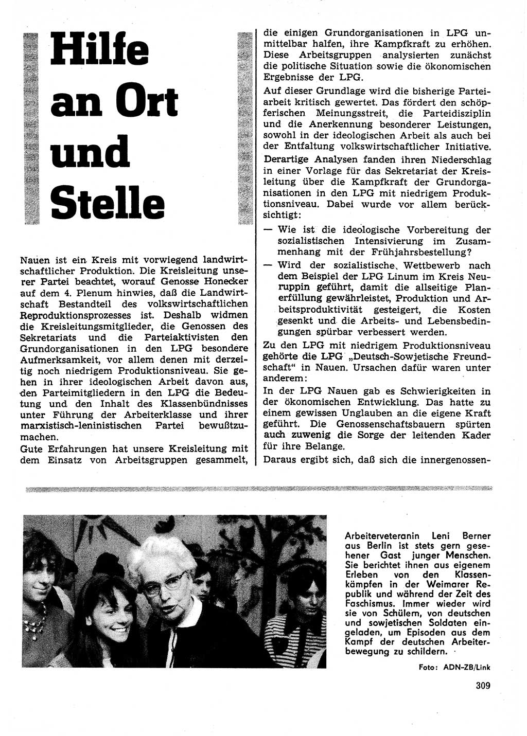 Neuer Weg (NW), Organ des Zentralkomitees (ZK) der SED (Sozialistische Einheitspartei Deutschlands) für Fragen des Parteilebens, 27. Jahrgang [Deutsche Demokratische Republik (DDR)] 1972, Seite 309 (NW ZK SED DDR 1972, S. 309)