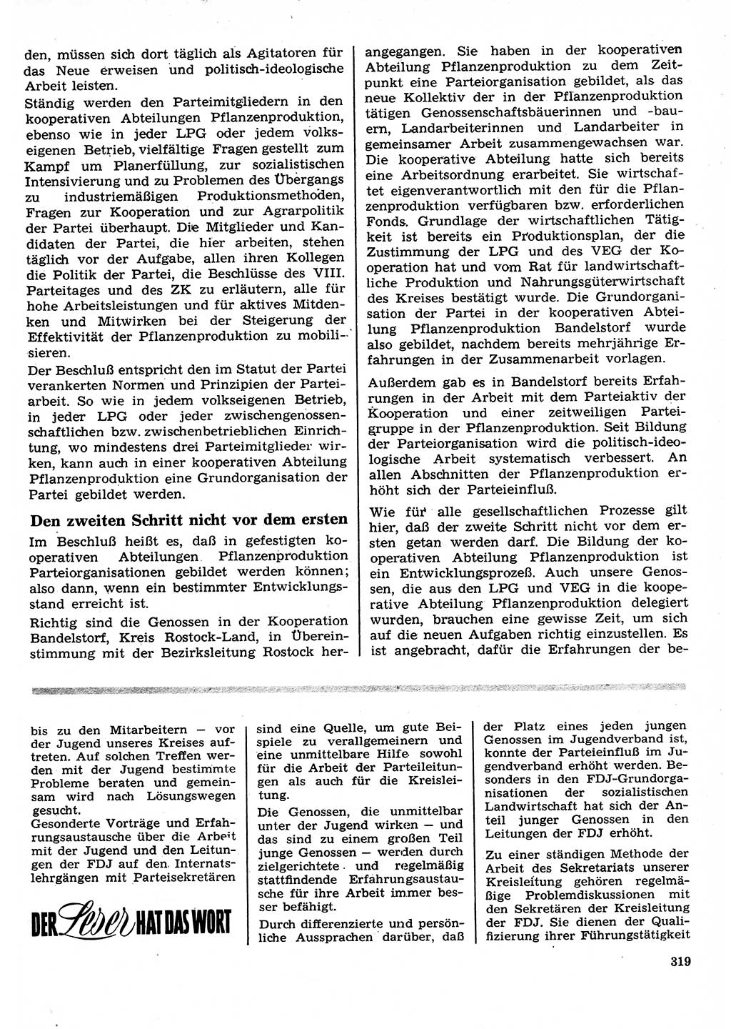 Neuer Weg (NW), Organ des Zentralkomitees (ZK) der SED (Sozialistische Einheitspartei Deutschlands) für Fragen des Parteilebens, 27. Jahrgang [Deutsche Demokratische Republik (DDR)] 1972, Seite 319 (NW ZK SED DDR 1972, S. 319)