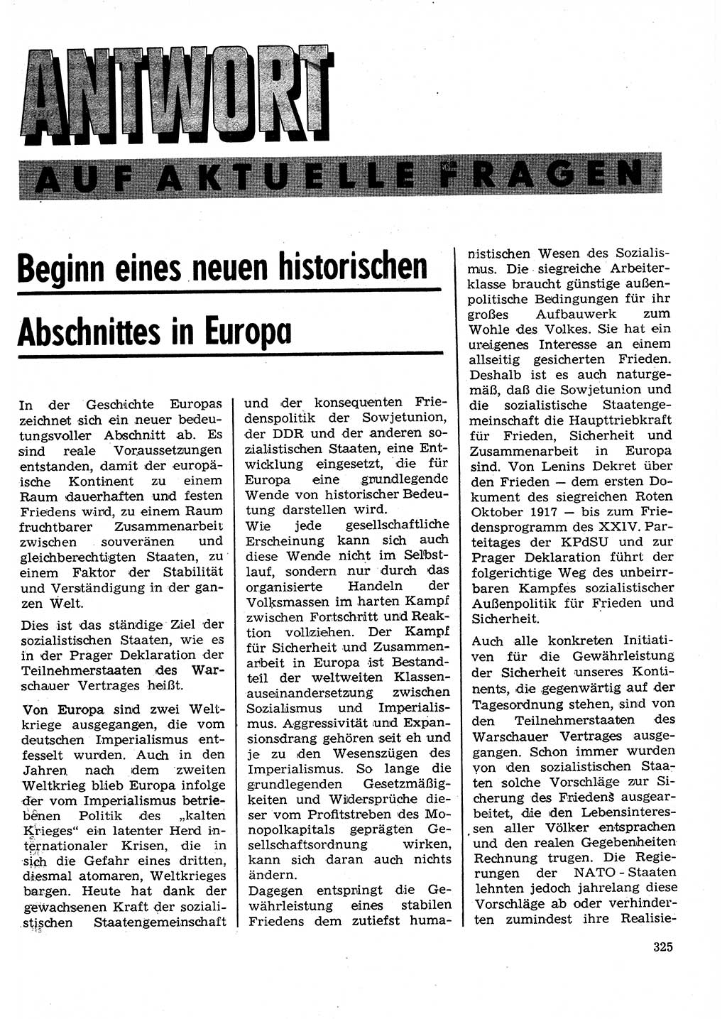 Neuer Weg (NW), Organ des Zentralkomitees (ZK) der SED (Sozialistische Einheitspartei Deutschlands) für Fragen des Parteilebens, 27. Jahrgang [Deutsche Demokratische Republik (DDR)] 1972, Seite 325 (NW ZK SED DDR 1972, S. 325)