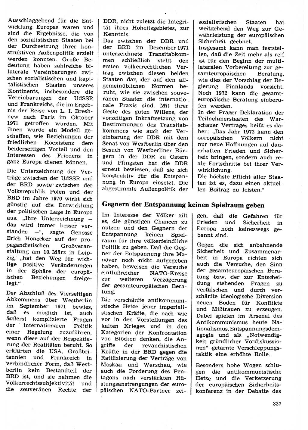 Neuer Weg (NW), Organ des Zentralkomitees (ZK) der SED (Sozialistische Einheitspartei Deutschlands) für Fragen des Parteilebens, 27. Jahrgang [Deutsche Demokratische Republik (DDR)] 1972, Seite 327 (NW ZK SED DDR 1972, S. 327)