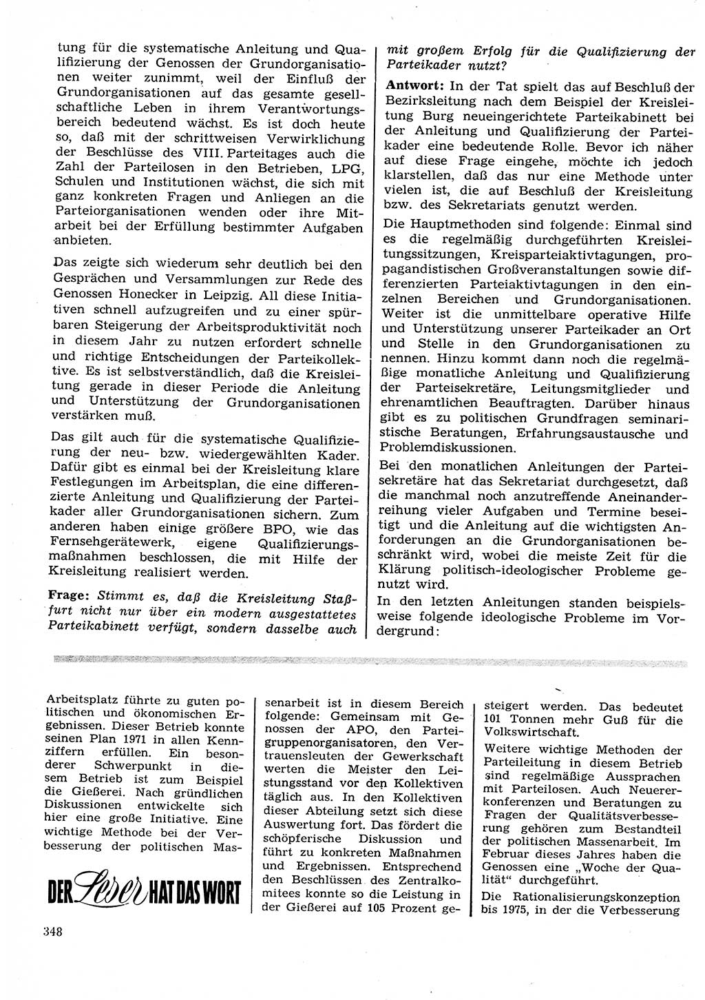 Neuer Weg (NW), Organ des Zentralkomitees (ZK) der SED (Sozialistische Einheitspartei Deutschlands) für Fragen des Parteilebens, 27. Jahrgang [Deutsche Demokratische Republik (DDR)] 1972, Seite 348 (NW ZK SED DDR 1972, S. 348)