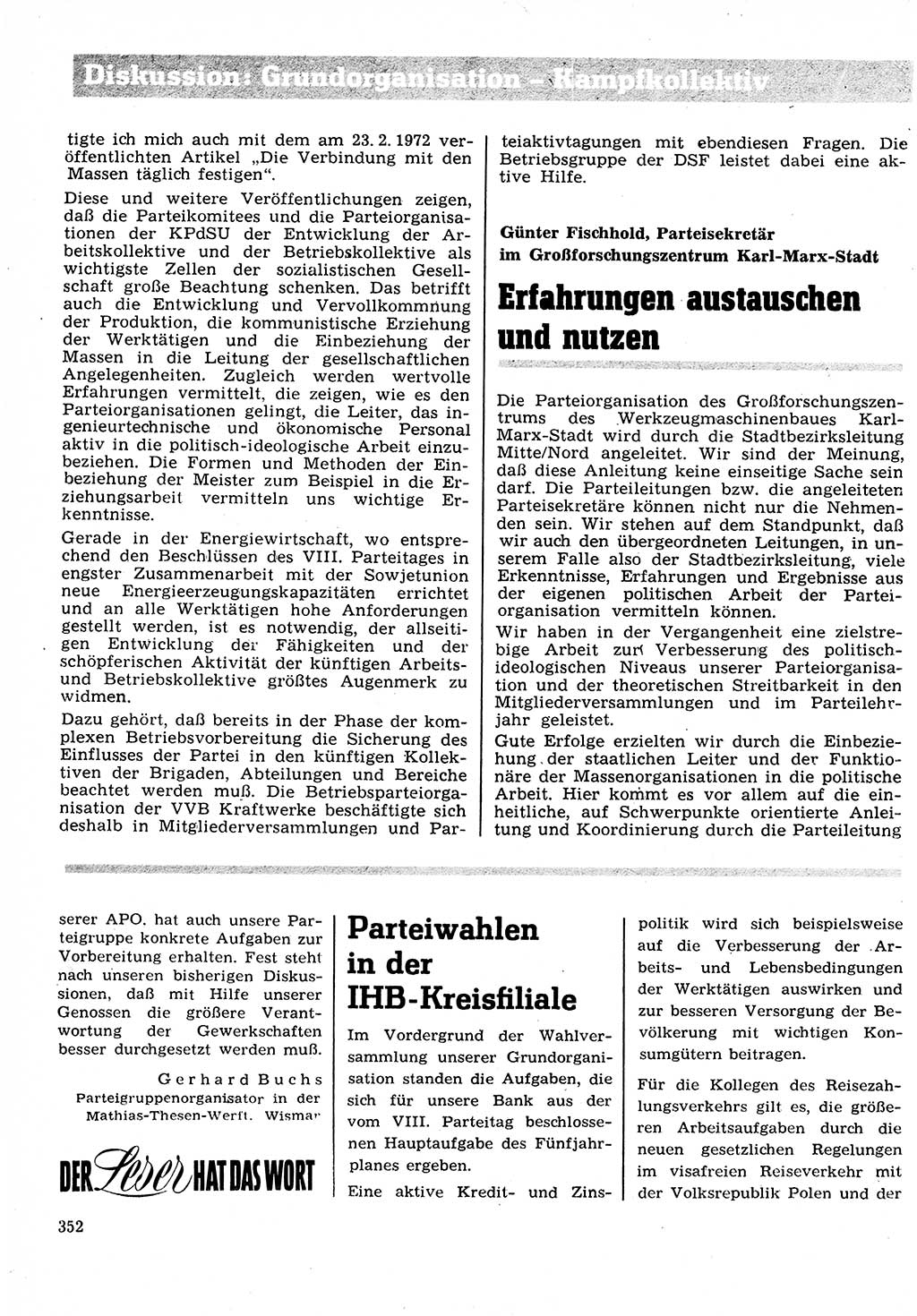 Neuer Weg (NW), Organ des Zentralkomitees (ZK) der SED (Sozialistische Einheitspartei Deutschlands) für Fragen des Parteilebens, 27. Jahrgang [Deutsche Demokratische Republik (DDR)] 1972, Seite 352 (NW ZK SED DDR 1972, S. 352)