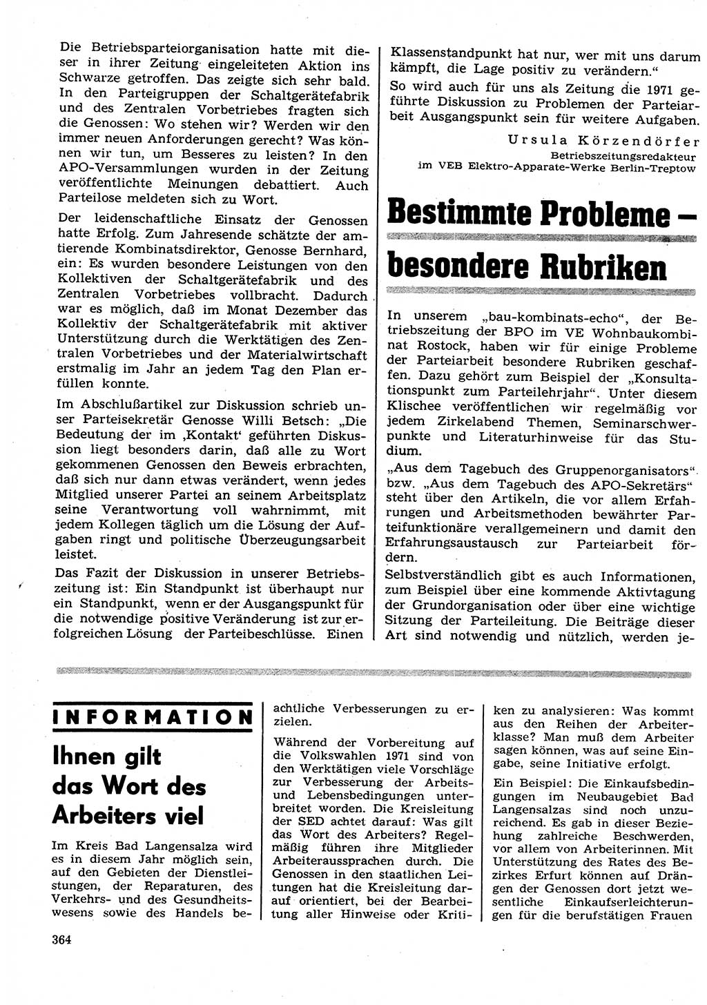Neuer Weg (NW), Organ des Zentralkomitees (ZK) der SED (Sozialistische Einheitspartei Deutschlands) für Fragen des Parteilebens, 27. Jahrgang [Deutsche Demokratische Republik (DDR)] 1972, Seite 364 (NW ZK SED DDR 1972, S. 364)