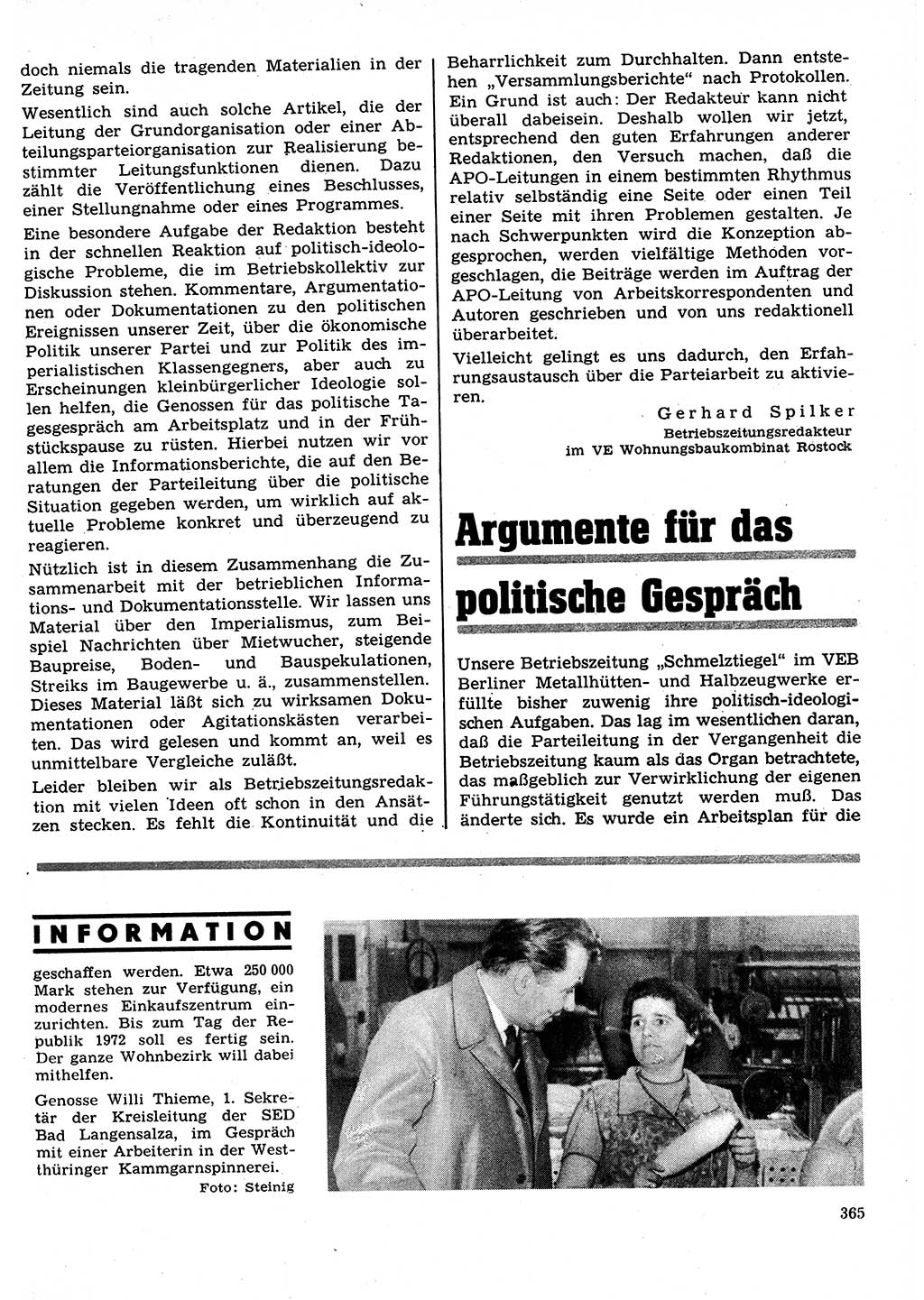 Neuer Weg (NW), Organ des Zentralkomitees (ZK) der SED (Sozialistische Einheitspartei Deutschlands) für Fragen des Parteilebens, 27. Jahrgang [Deutsche Demokratische Republik (DDR)] 1972, Seite 365 (NW ZK SED DDR 1972, S. 365)