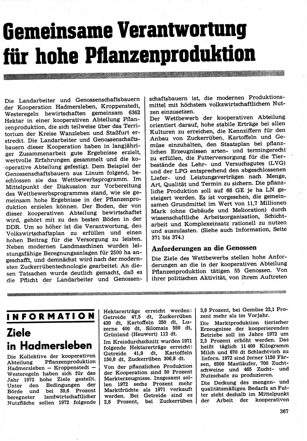 Neuer Weg (NW), Organ des Zentralkomitees (ZK) der SED (Sozialistische Einheitspartei Deutschlands) für Fragen des Parteilebens, 27. Jahrgang [Deutsche Demokratische Republik (DDR)] 1972, Seite 367 (NW ZK SED DDR 1972, S. 367)