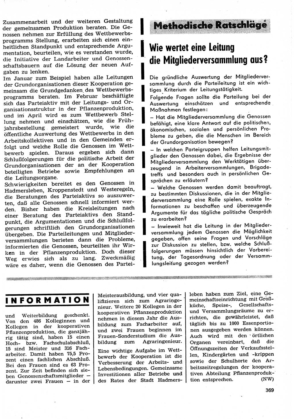 Neuer Weg (NW), Organ des Zentralkomitees (ZK) der SED (Sozialistische Einheitspartei Deutschlands) fÃ¼r Fragen des Parteilebens, 27. Jahrgang [Deutsche Demokratische Republik (DDR)] 1972, Seite 369 (NW ZK SED DDR 1972, S. 369)