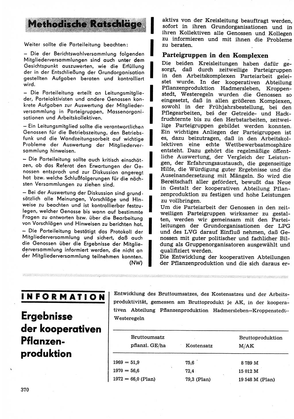 Neuer Weg (NW), Organ des Zentralkomitees (ZK) der SED (Sozialistische Einheitspartei Deutschlands) für Fragen des Parteilebens, 27. Jahrgang [Deutsche Demokratische Republik (DDR)] 1972, Seite 370 (NW ZK SED DDR 1972, S. 370)