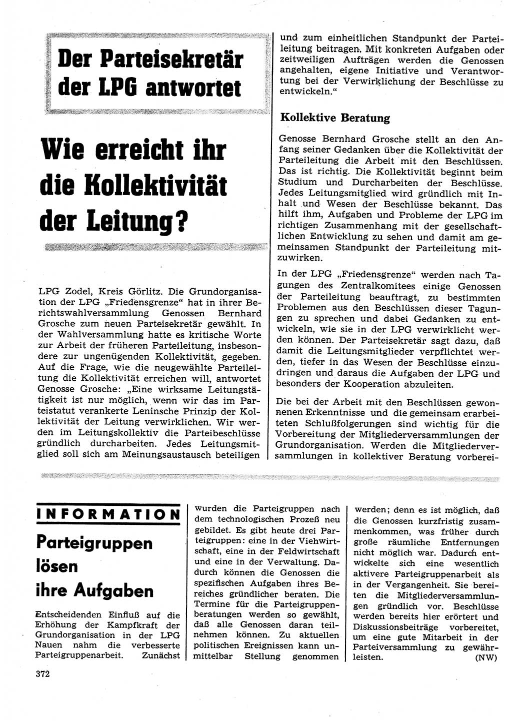 Neuer Weg (NW), Organ des Zentralkomitees (ZK) der SED (Sozialistische Einheitspartei Deutschlands) für Fragen des Parteilebens, 27. Jahrgang [Deutsche Demokratische Republik (DDR)] 1972, Seite 372 (NW ZK SED DDR 1972, S. 372)