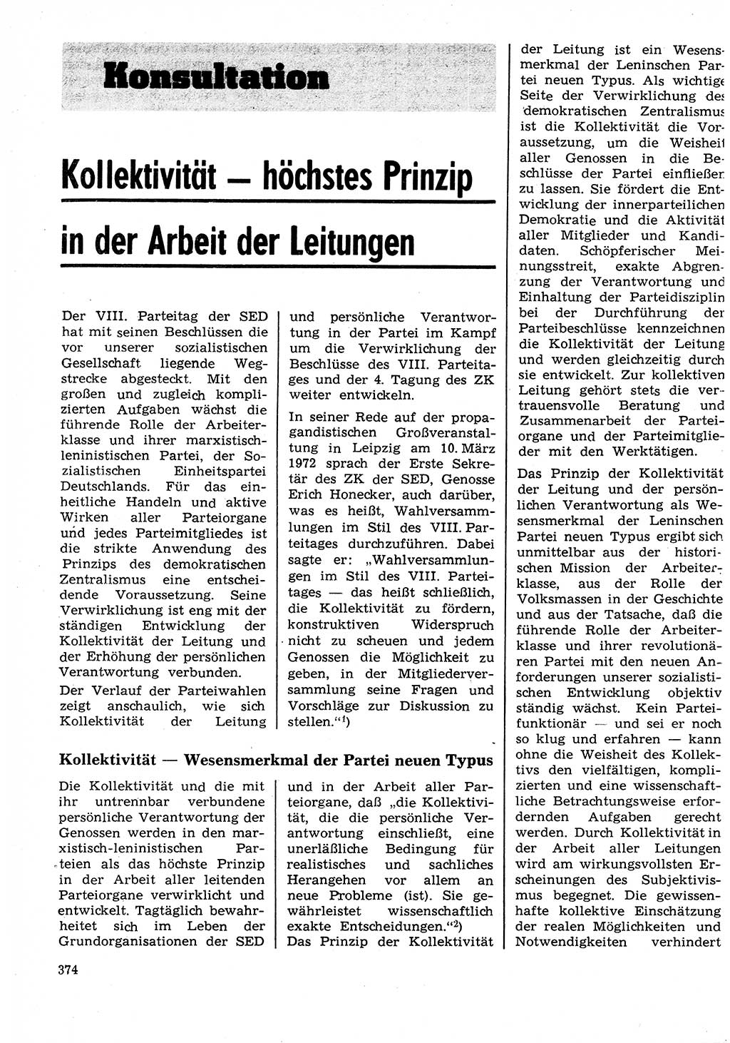 Neuer Weg (NW), Organ des Zentralkomitees (ZK) der SED (Sozialistische Einheitspartei Deutschlands) für Fragen des Parteilebens, 27. Jahrgang [Deutsche Demokratische Republik (DDR)] 1972, Seite 374 (NW ZK SED DDR 1972, S. 374)