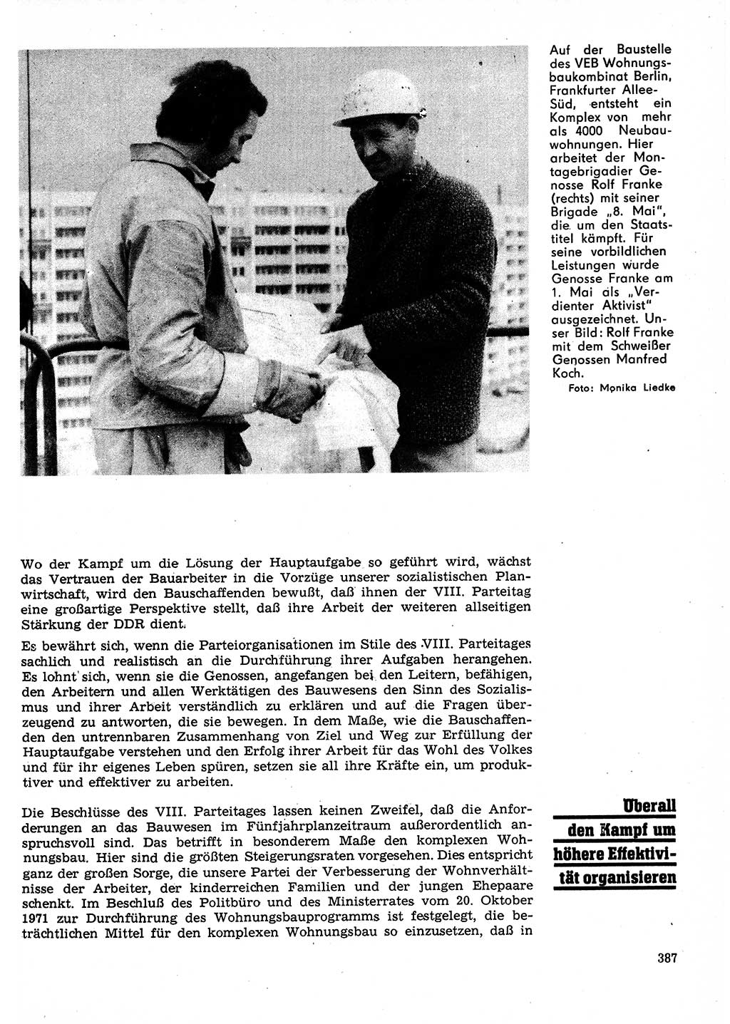 Neuer Weg (NW), Organ des Zentralkomitees (ZK) der SED (Sozialistische Einheitspartei Deutschlands) für Fragen des Parteilebens, 27. Jahrgang [Deutsche Demokratische Republik (DDR)] 1972, Seite 387 (NW ZK SED DDR 1972, S. 387)